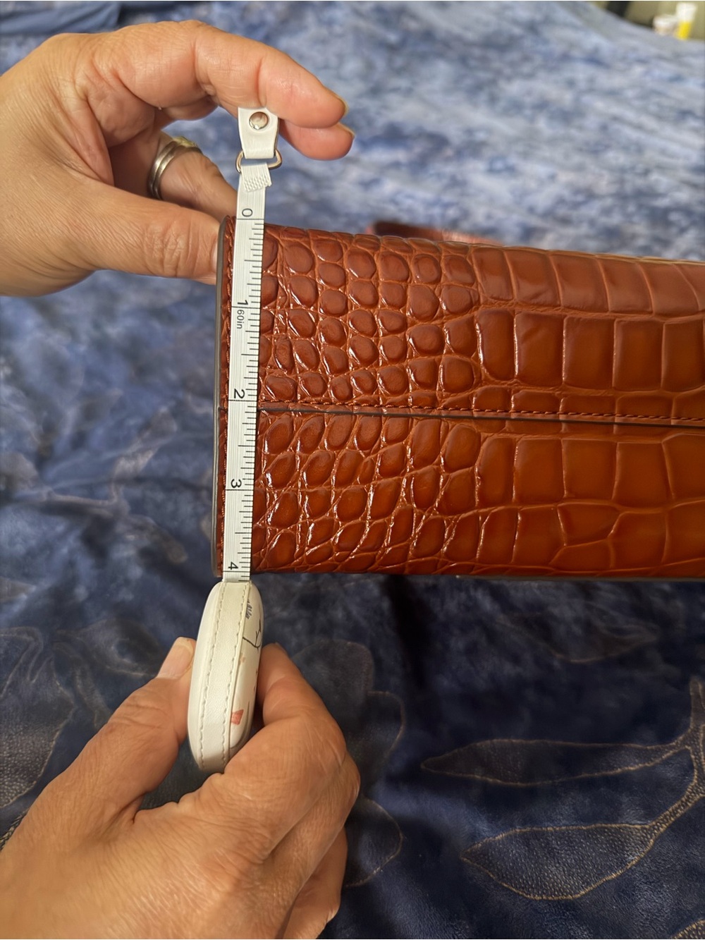 Tory Burch Cognac Croc Embossed Handbag - Picture 14 of 14
